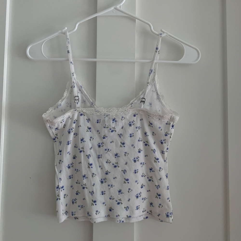 Blue and White Floral Hollister Tank Top - Picture 2 of 4